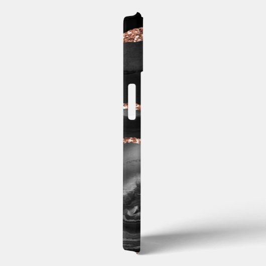 Modern Black Agate en Faux Roos Gold Case-Mate iPhone Case (Achterkant / Rechts)