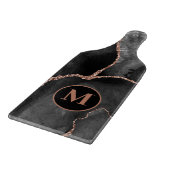 Modern Black Agathe Marble Monogram Snijplank (Hoek)