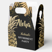 Modern Black Aloha Tropische anananas Retirement Bedankdoosjes (Geopend)