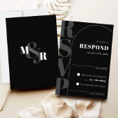 Modern Black Ampersand Arch Wedding RSVP Kaart
