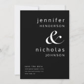 Modern Black Ampersand-foto Save The Date (Voorkant)