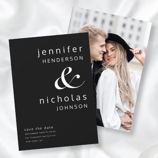 Modern Black Ampersand-foto Save The Date