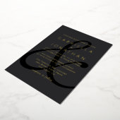 Modern Black Ampersand Wedding Gold Folie Uitnodiging (Gedraaid)