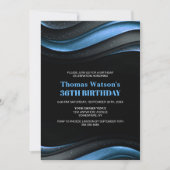 Modern Black and Blue Any Age Birthday Party Kaart (Voorkant)