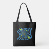 Modern Black and Blue Fractal Pattern Tote Bag (Achterkant)