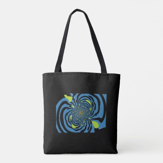 Modern Black and Blue Fractal Pattern Tote Bag (Achterkant)