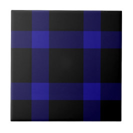 Modern Black and Blue Tartan Pset Pattern Tegeltje