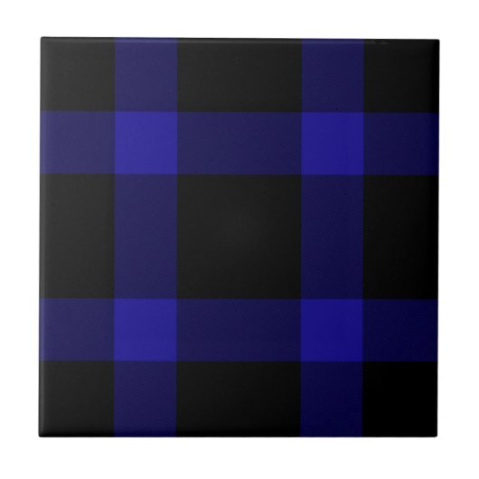 Modern Black and Blue Tartan Pset Pattern Tegeltje (Voorkant)