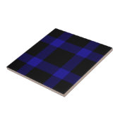 Modern Black and Blue Tartan Pset Pattern Tegeltje (Zijkant)