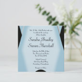 Modern Black and Blue Wedding Kaart (Staand voorkant)