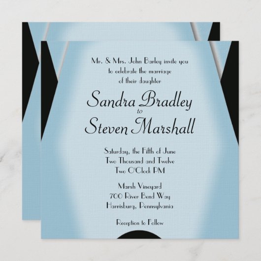 Modern Black and Blue Wedding Kaart (Voorkant / Achterkant)