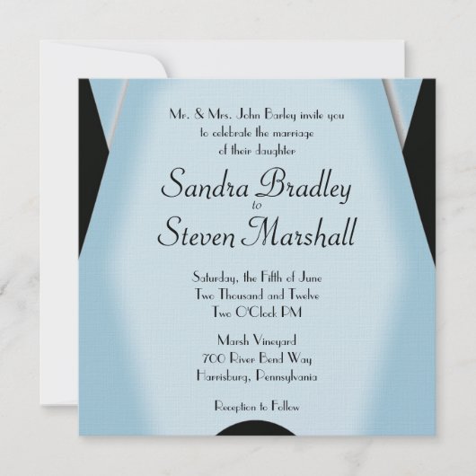 Modern Black and Blue Wedding Kaart (Voorkant)