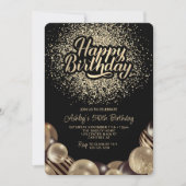 Modern Black and Gold 50th Birthday Invitation Kaart (Voorkant)