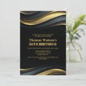 Modern Black and Gold Any Age Birthday Party Kaart (Staand voorkant)
