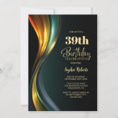Modern Black and Gold Any Age Birthday Party Kaart (Voorkant)