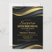 Modern Black and Gold Any Age Surprise Birthday Kaart (Voorkant)
