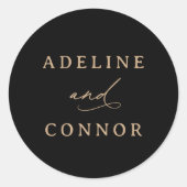 Modern Black and Gold Calligraphy Wedding Ronde Sticker (Voorkant)