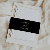 Modern Black and Gold Calligraphy Wedding Uitnodigingen Wikkel