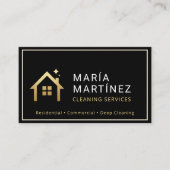 Modern Black and Gold Cleaning Company Visitekaartje (Voorkant)