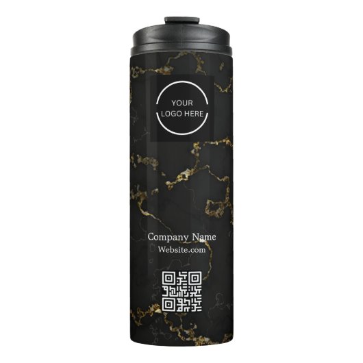 Modern Black and Gold Company logo & QR Code Thermosbeker (Voorkant)