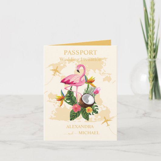 Modern Black and Gold Destination Passport Wedding (Voorkant)