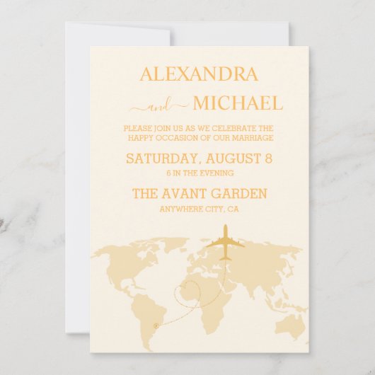 Modern Black and Gold Destination Passport Wedding Kaart (Voorkant)