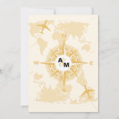 Modern Black and Gold Destination Passport Wedding Kaart (Achterkant)