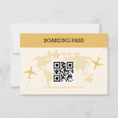 Modern Black and Gold Destination Passport Wedding RSVP Kaartje (Voorkant)