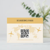 Modern Black and Gold Destination Passport Wedding RSVP Kaartje (Staand voorkant)