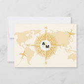 Modern Black and Gold Destination Passport Wedding RSVP Kaartje (Achterkant)