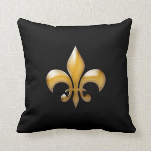 Modern Black and Gold Fleur de Lis Kussen