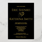 Modern Black and Gold Foil Wedding Invitation Folie Uitnodiging (Voorkant)
