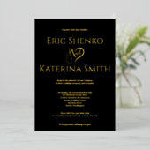 Modern Black and Gold Foil Wedding Invitation Folie Uitnodiging (Staand Voorkant)