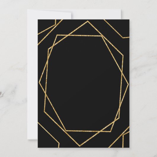 Modern Black and Gold Geometric Graduparty Kaart (Achterkant)