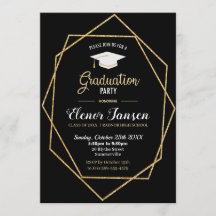 Modern Black and Gold Geometric Graduparty