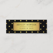 Modern Black and Gold Glitter Afstuderen Name Kaar Contactkaartje (Voorkant)