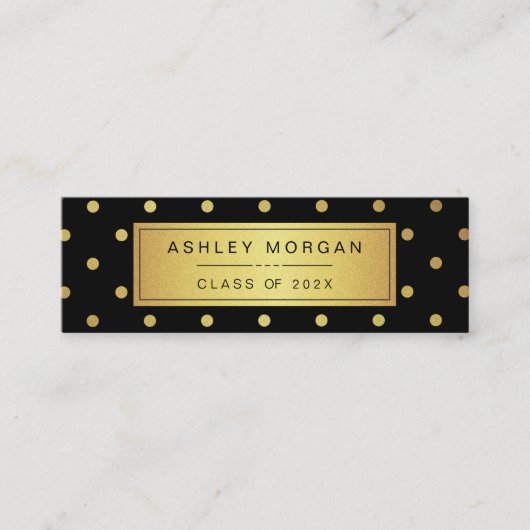Modern Black and Gold Glitter Afstuderen Name Kaar Contactkaartje (Voorkant)