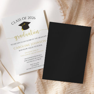 Modern Black and Gold Graduation Party Kaart