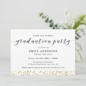 Modern Black and Gold Graduation Party Kaart (Staand voorkant)