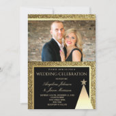 Modern Black and Gold kerstbruiloft Kaart (Voorkant)