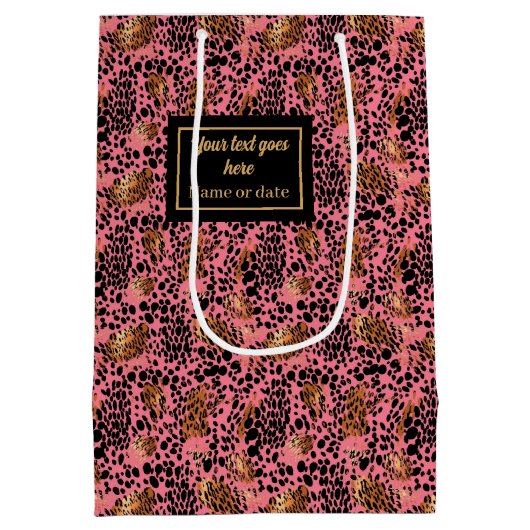 Modern black and gold leopard skin birthday wrap medium cadeauzakje (Achterkant)