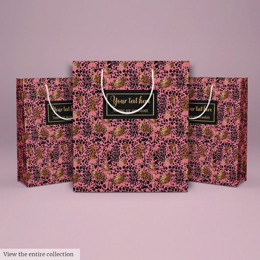 Modern black and gold leopard skin birthday wrap medium cadeauzakje