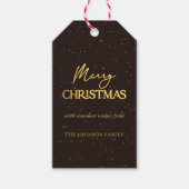 Modern Black and Gold Merry Christmas Family Name Cadeaulabel (Voorkant)
