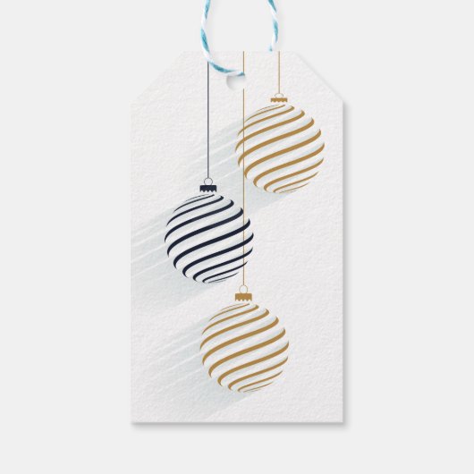 Modern Black and Gold Minimal Holiday Baubles Cadeaulabel (Achterkant)
