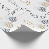 Modern Black and Gold Minimal Holiday Baubles Cadeaupapier (Hoek)