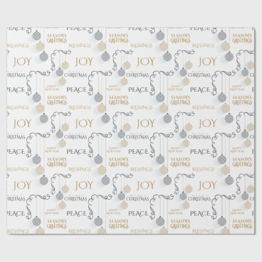 Modern Black and Gold Minimal Holiday Baubles Cadeaupapier (Vlak)