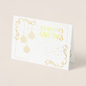 Modern Black and Gold Minimal Holiday Baubles Folie Kaarten (Voorkant)