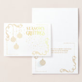 Modern Black and Gold Minimal Holiday Baubles Folie Kaarten (Display)