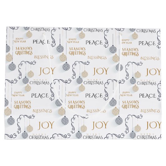 Modern Black and Gold Minimal Holiday Baubles Groot Cadeauzakje (Achterkant)