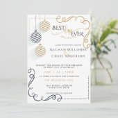 Modern Black and Gold Minimal Holiday Baubles Kaart (Staand voorkant)